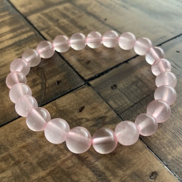 8mm Pink Quartz Chakra Stretch Bracelet - Picture 4 of 9